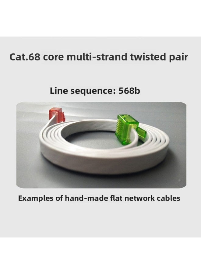 Sanze Six Pure Copper Flat Network Cable Bulk Sale Gigabit CAT.6/8 Core Double Twisted Network Cable Bold 100/500 M-Color:Category 6 Flat Network Cable Oxygen-free Copper Core 32awg Thin Blue-Line Length:10 M - Image 5